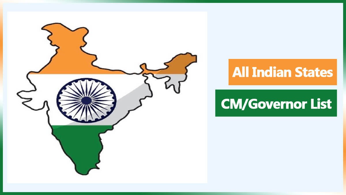 Updated List of Chief Minister & Governor in India Naukri Aspirant